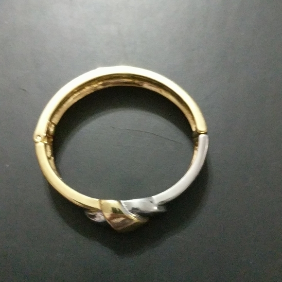 Banana Republic Gold Tone and Silver Tone Hinged Cuff Bangle Statement Bracelet - Picture 3 of 5